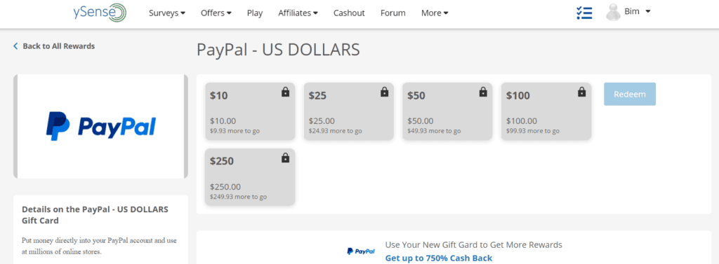 How to get paid from ysense with paypal