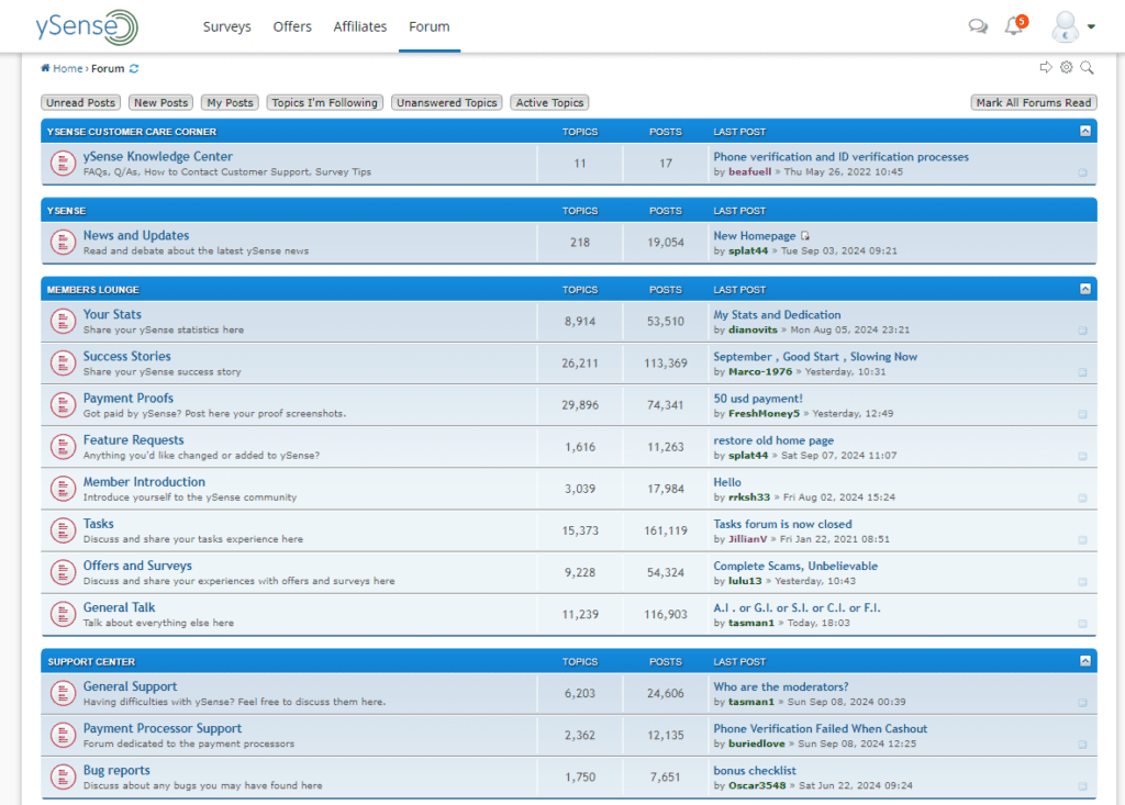 how to get ySense forum page